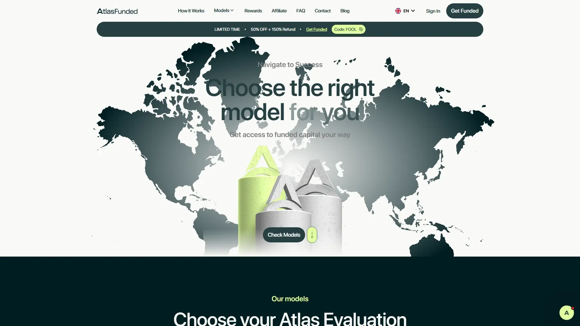 Atlas Funded plans page screenshot