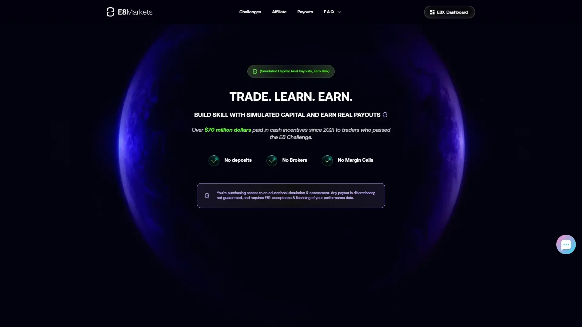 E8 Funding homepage screenshot