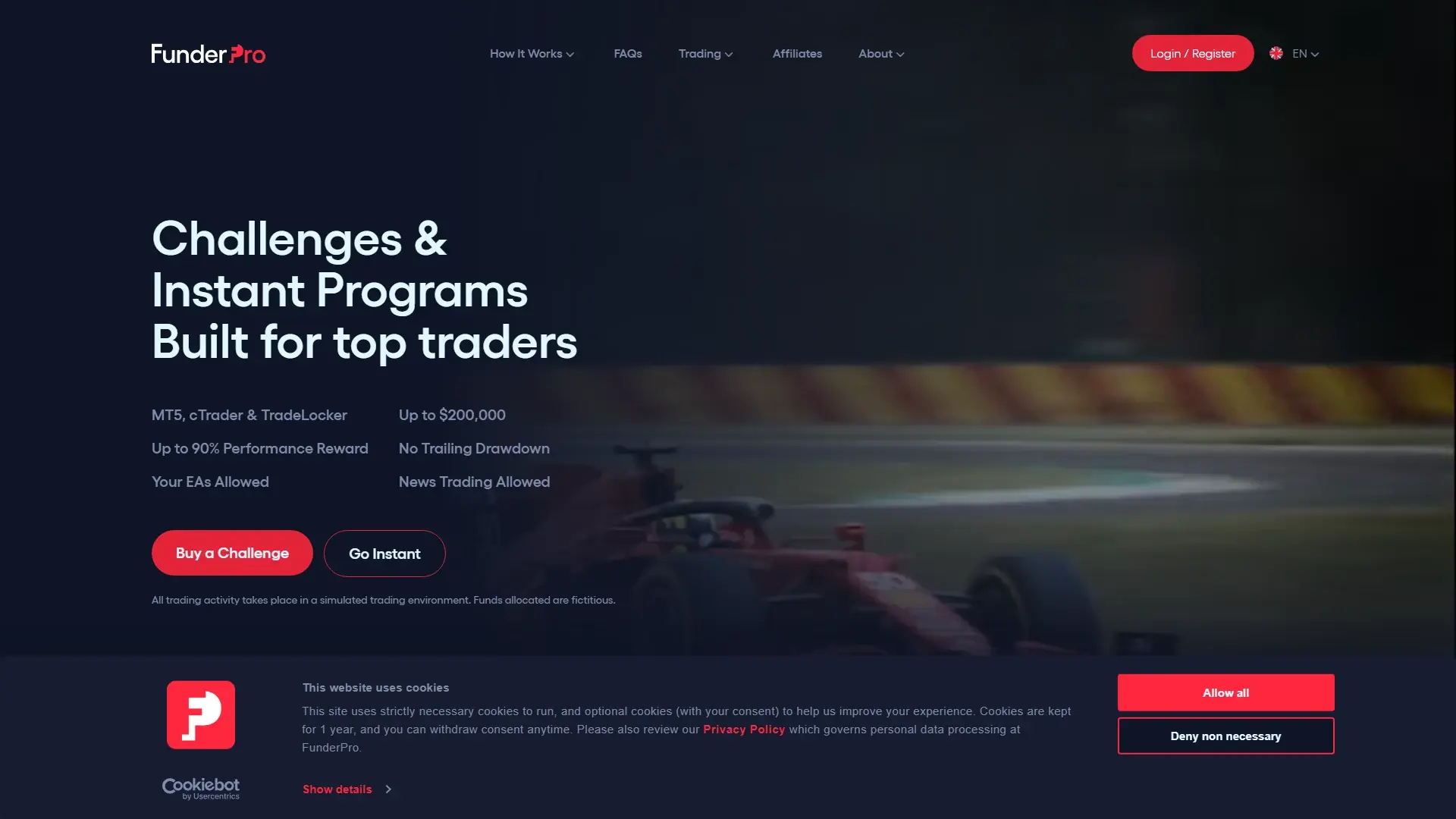 FunderPro homepage screenshot