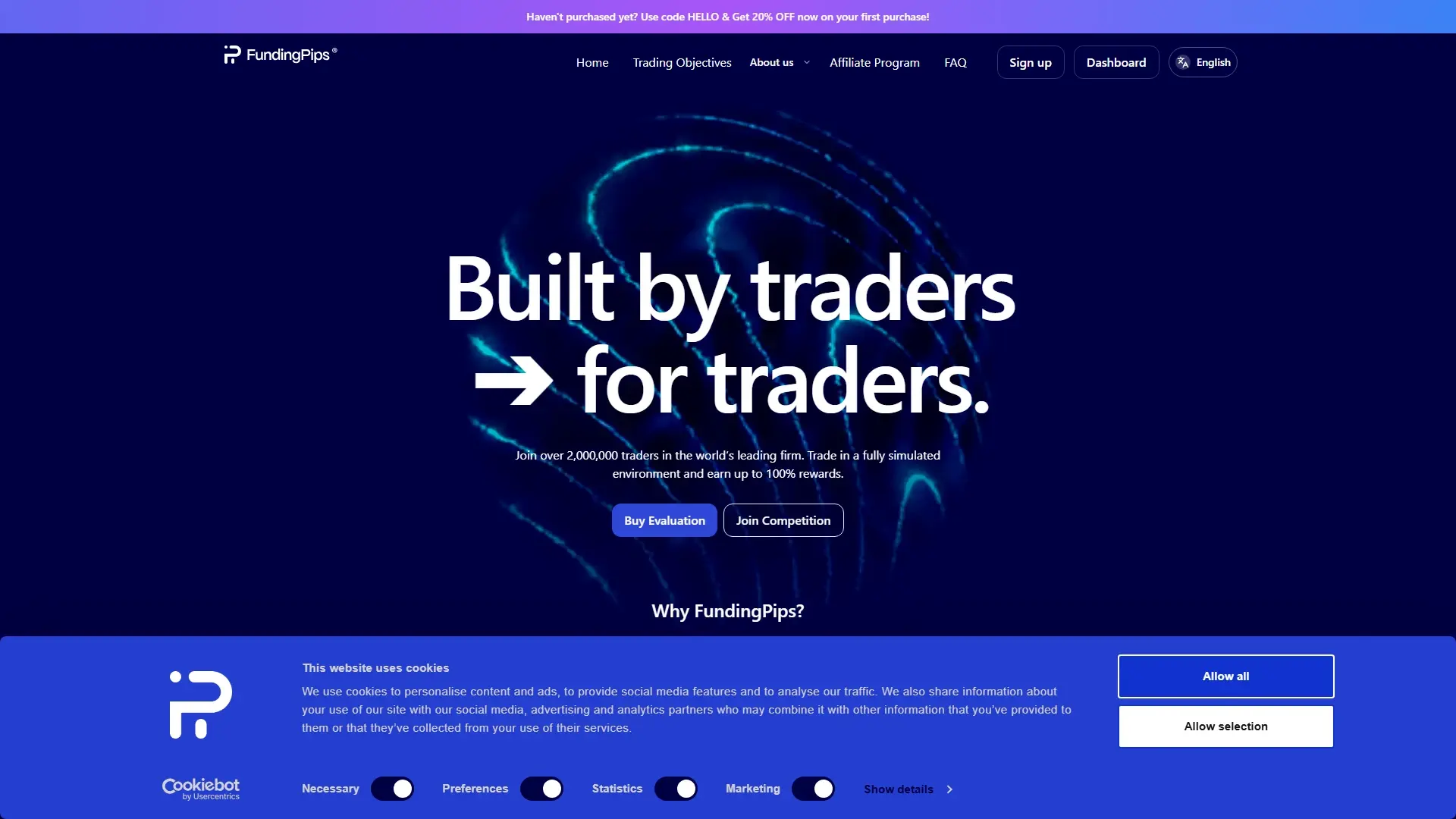 Funding Pips homepage screenshot