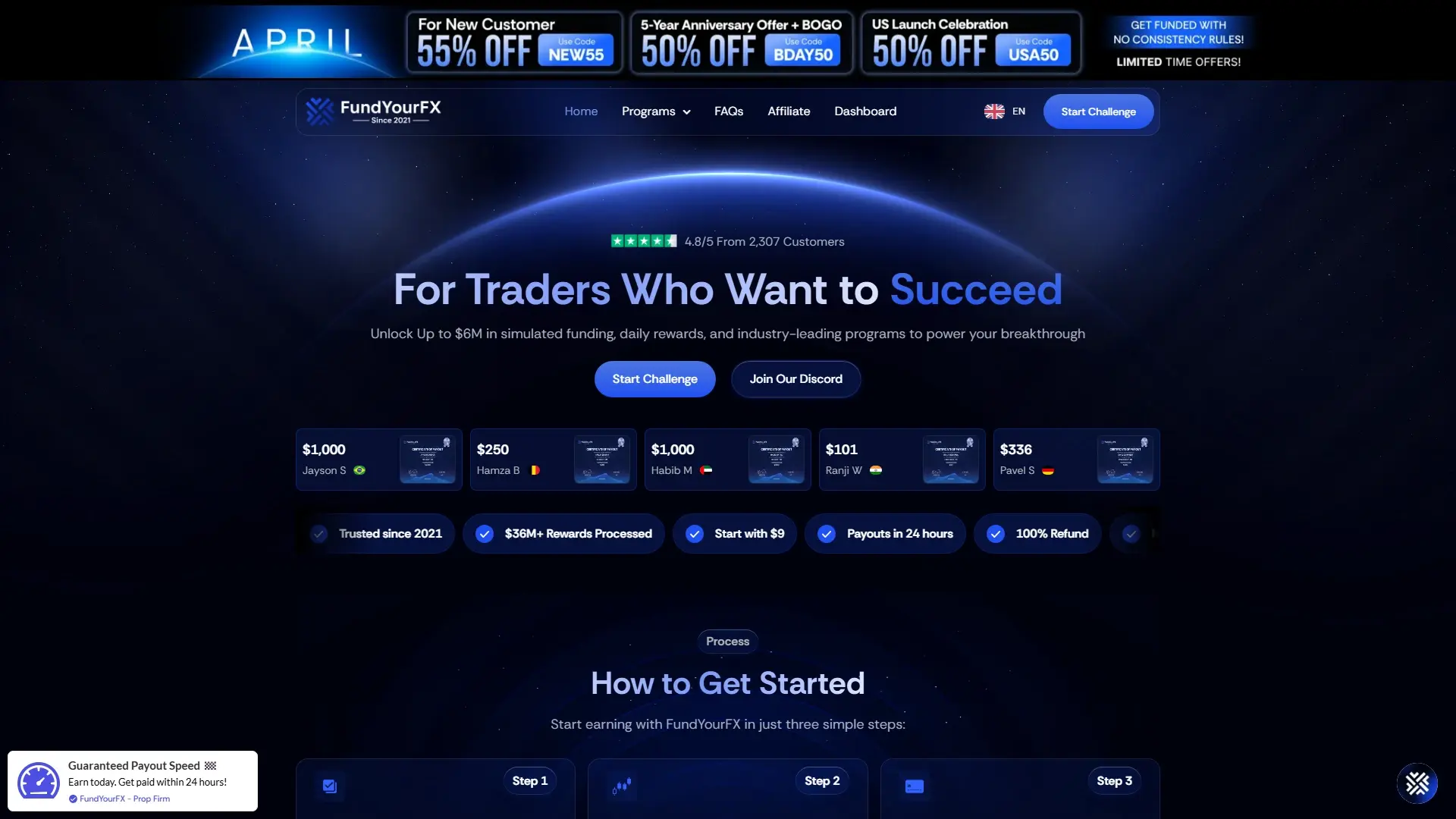 FundYourFX homepage screenshot