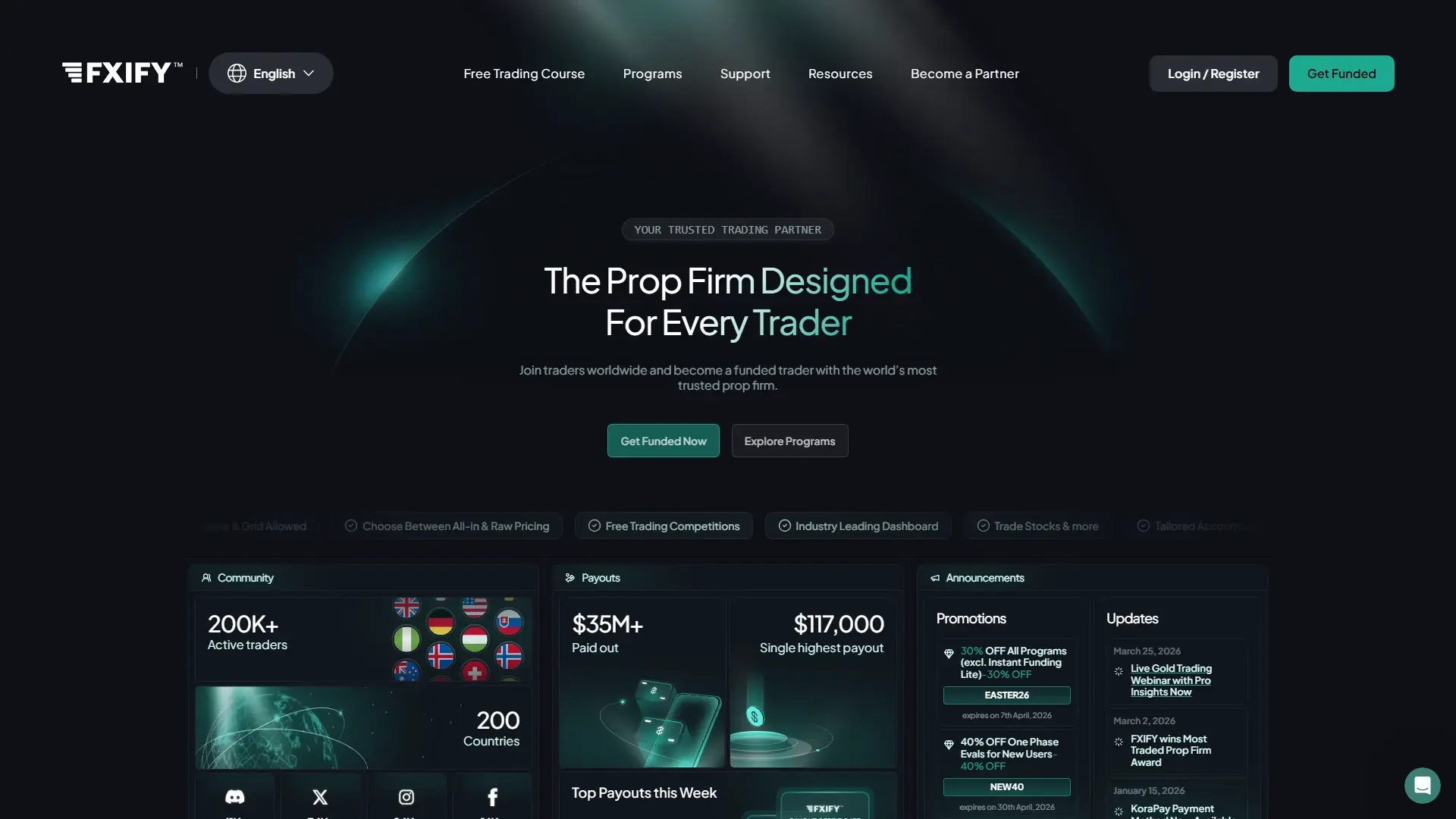 FXIFY homepage screenshot