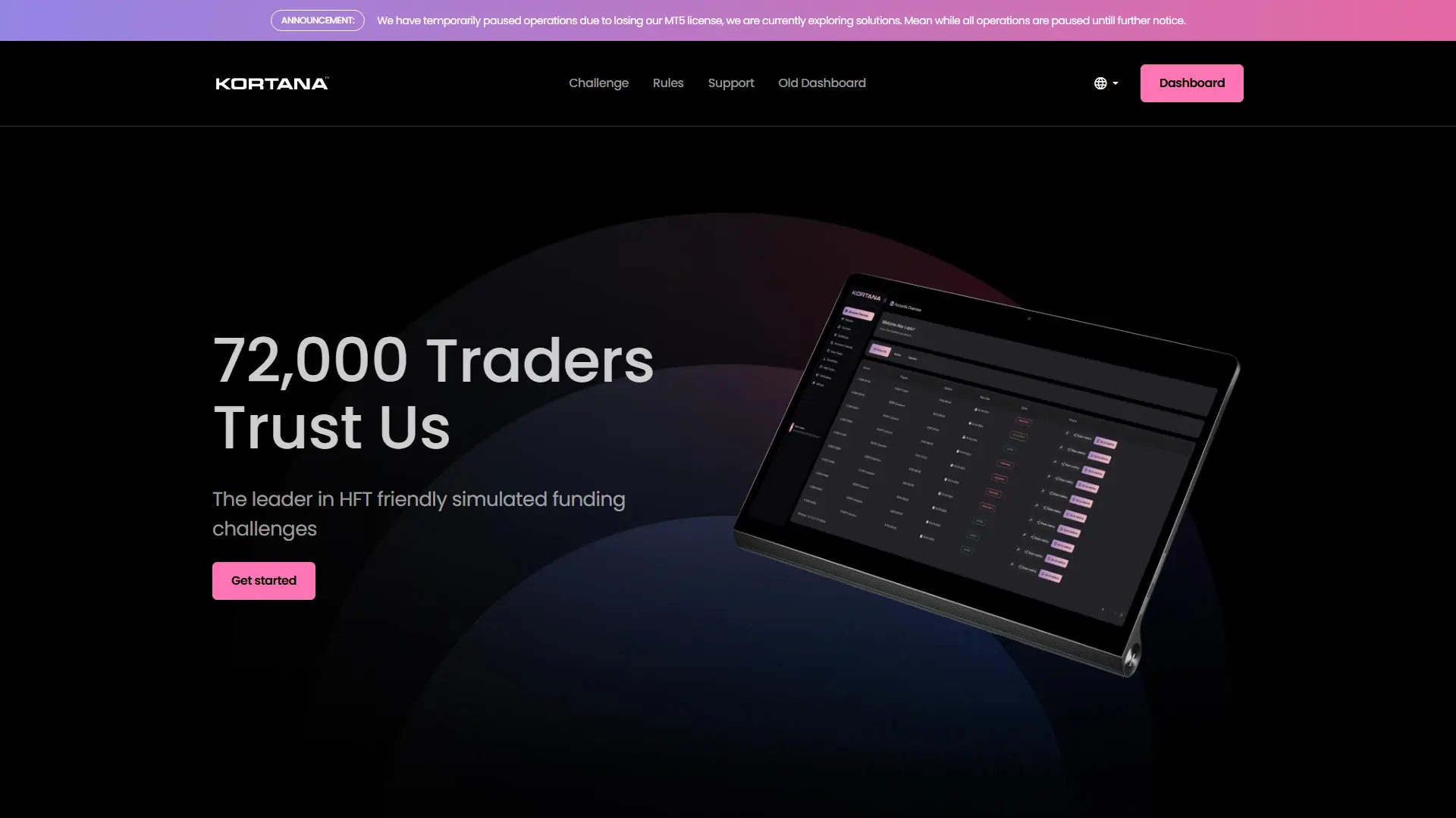 KortanaFX homepage screenshot