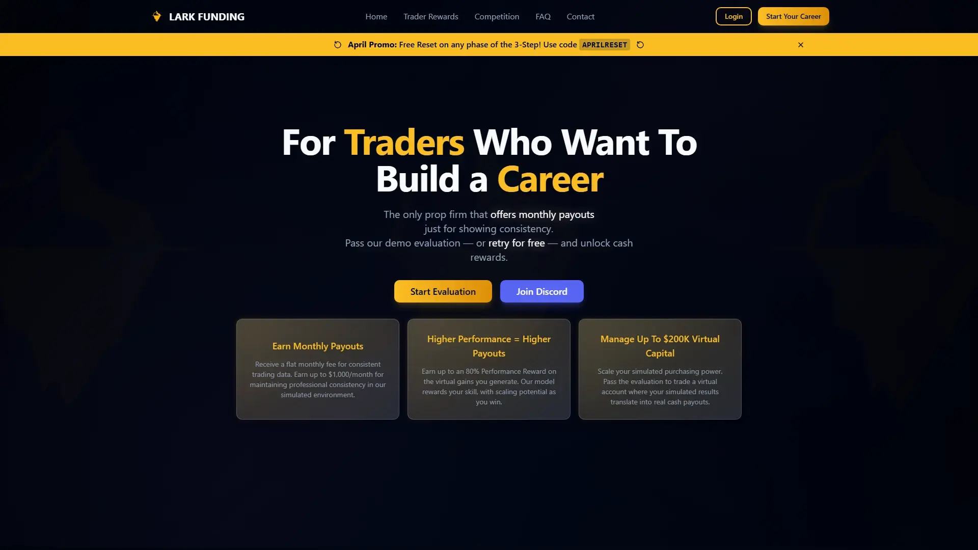 Lark Funding homepage screenshot