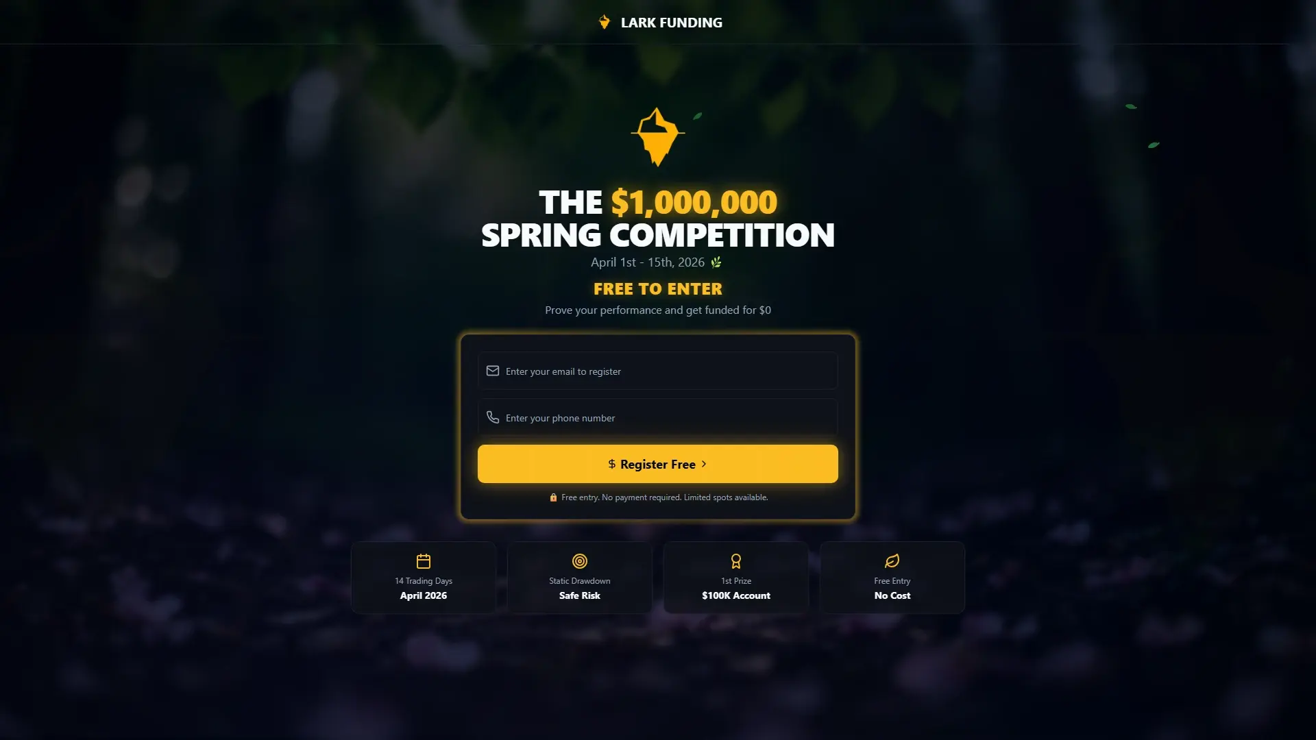 Lark Funding plans page screenshot