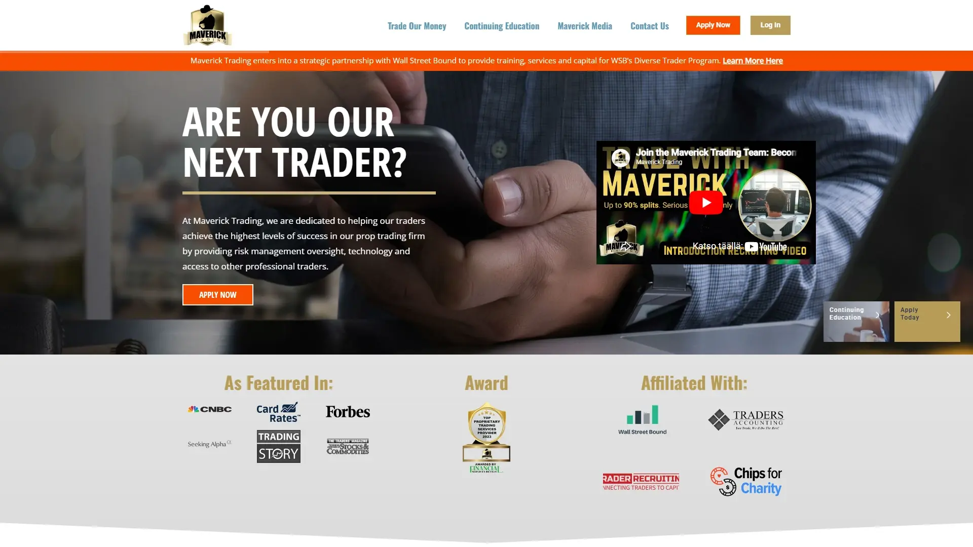Maverick Trading homepage screenshot