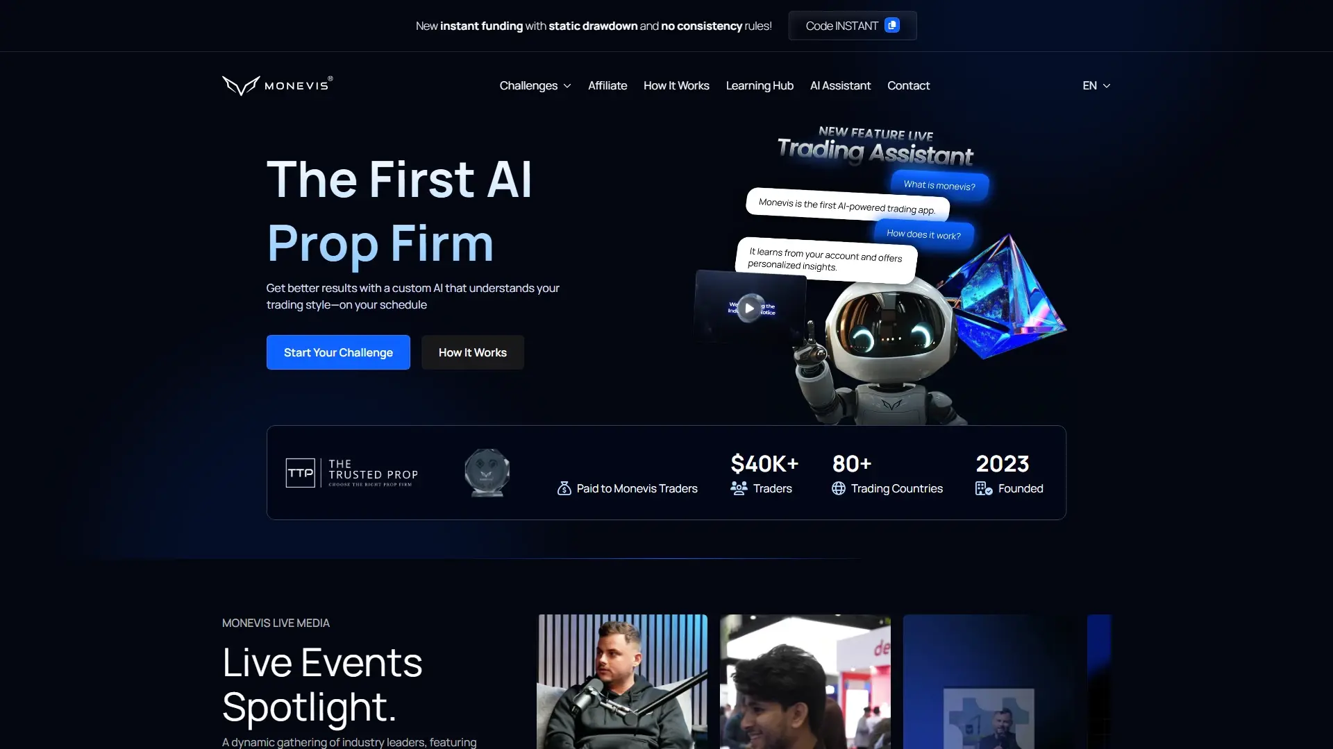 Monevis homepage screenshot