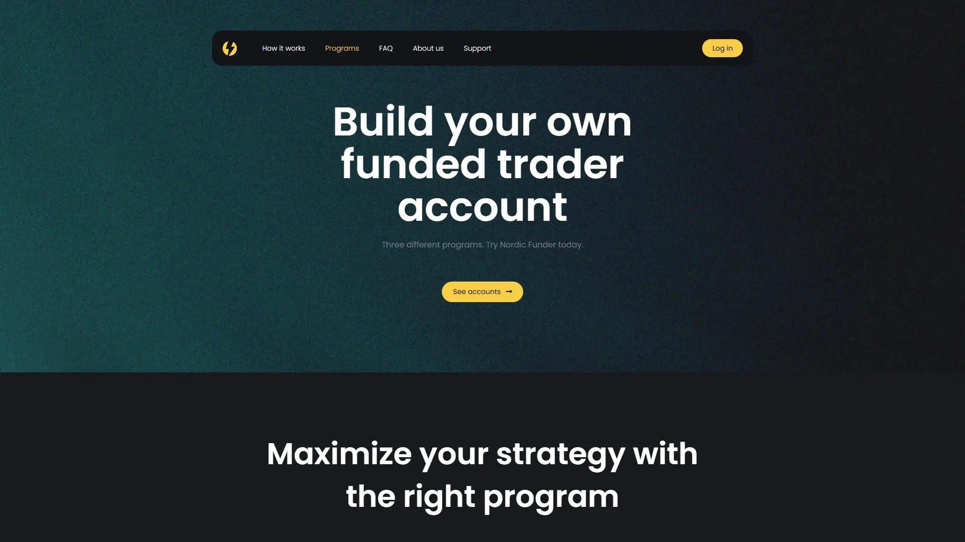 Nordic Funder plans page screenshot