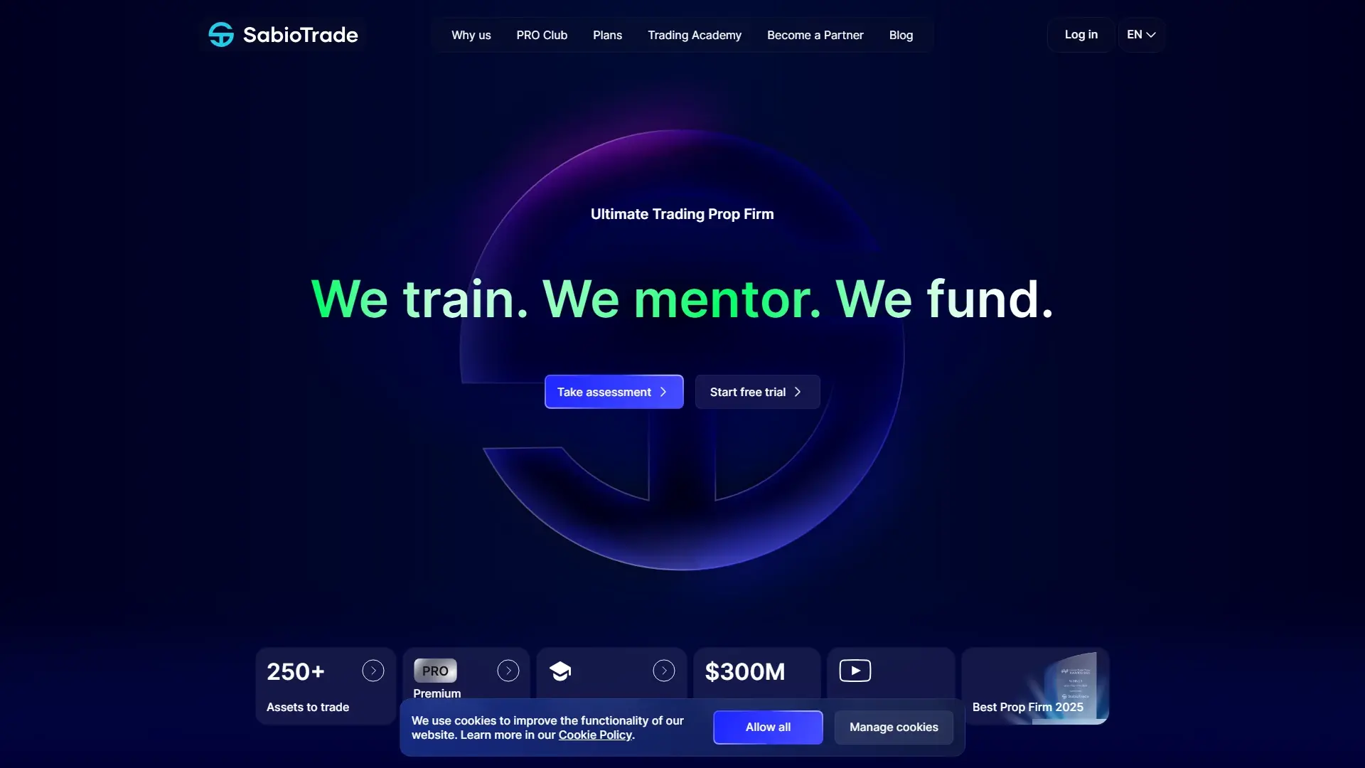 SabioTrade homepage screenshot