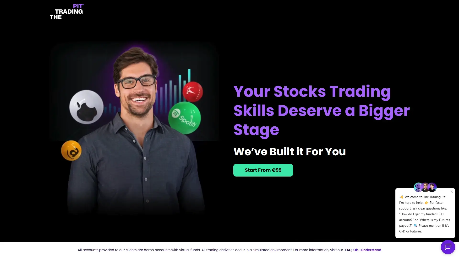 The Trading Pit plans page screenshot