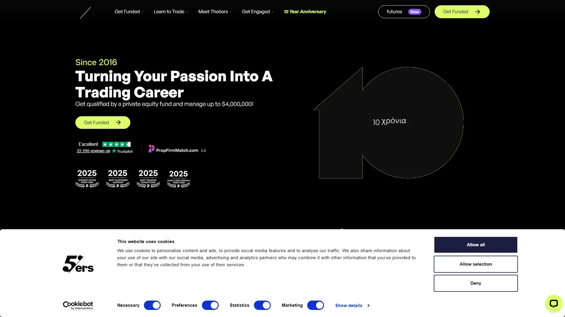 The5ers homepage screenshot