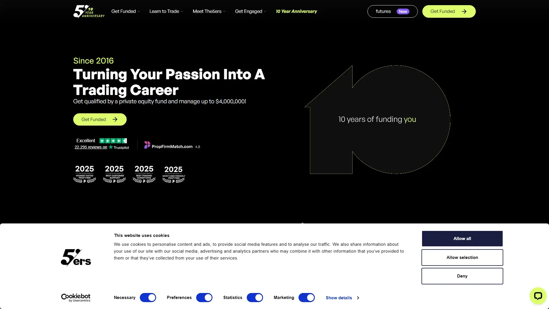 The5ers plans page screenshot