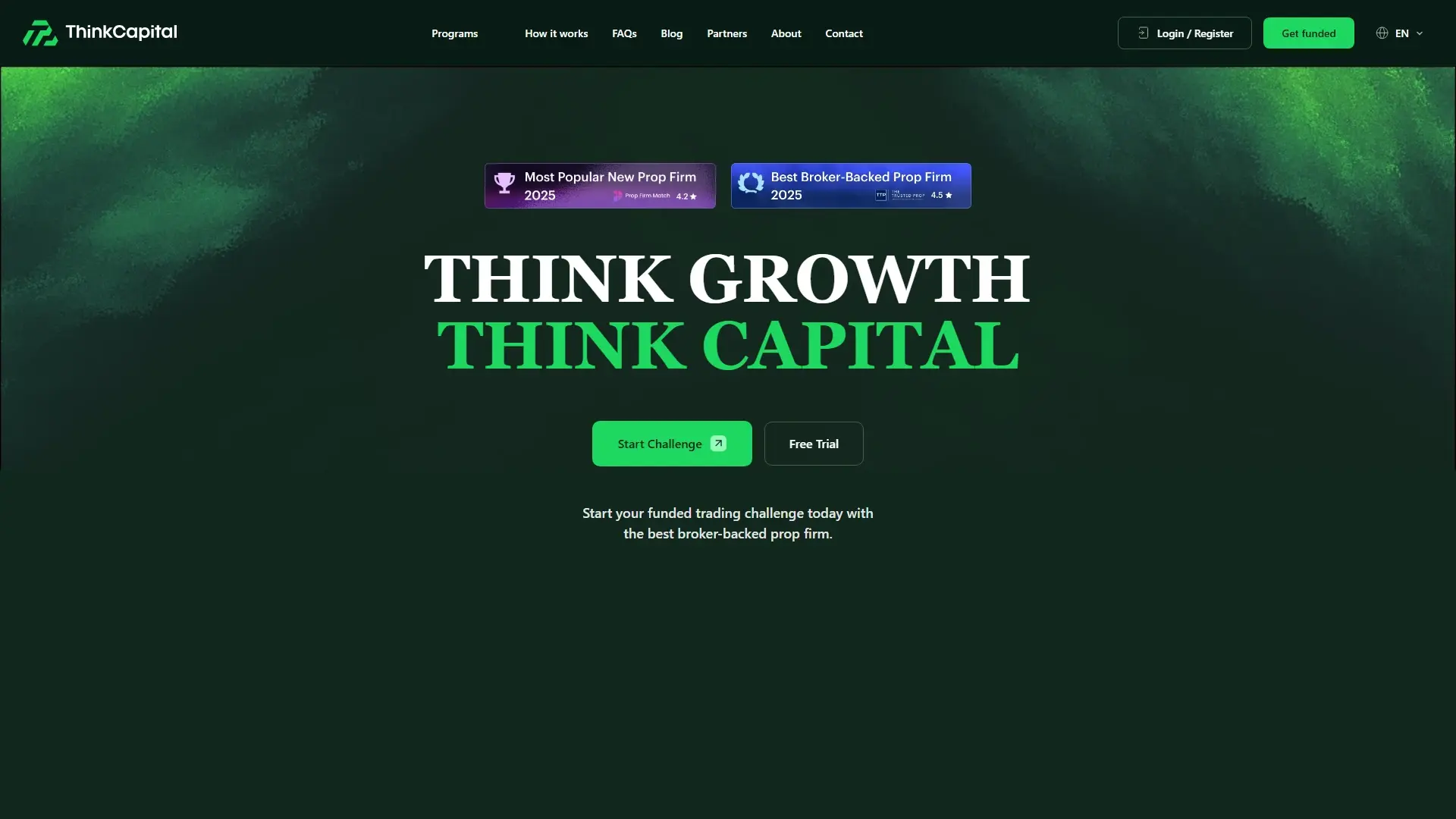 ThinkCapital plans page screenshot