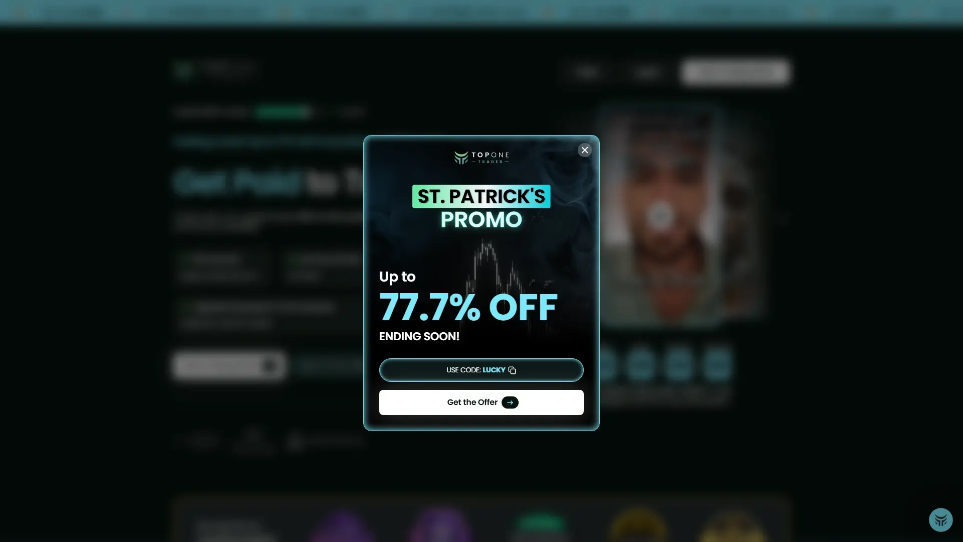 Top One Trader homepage screenshot
