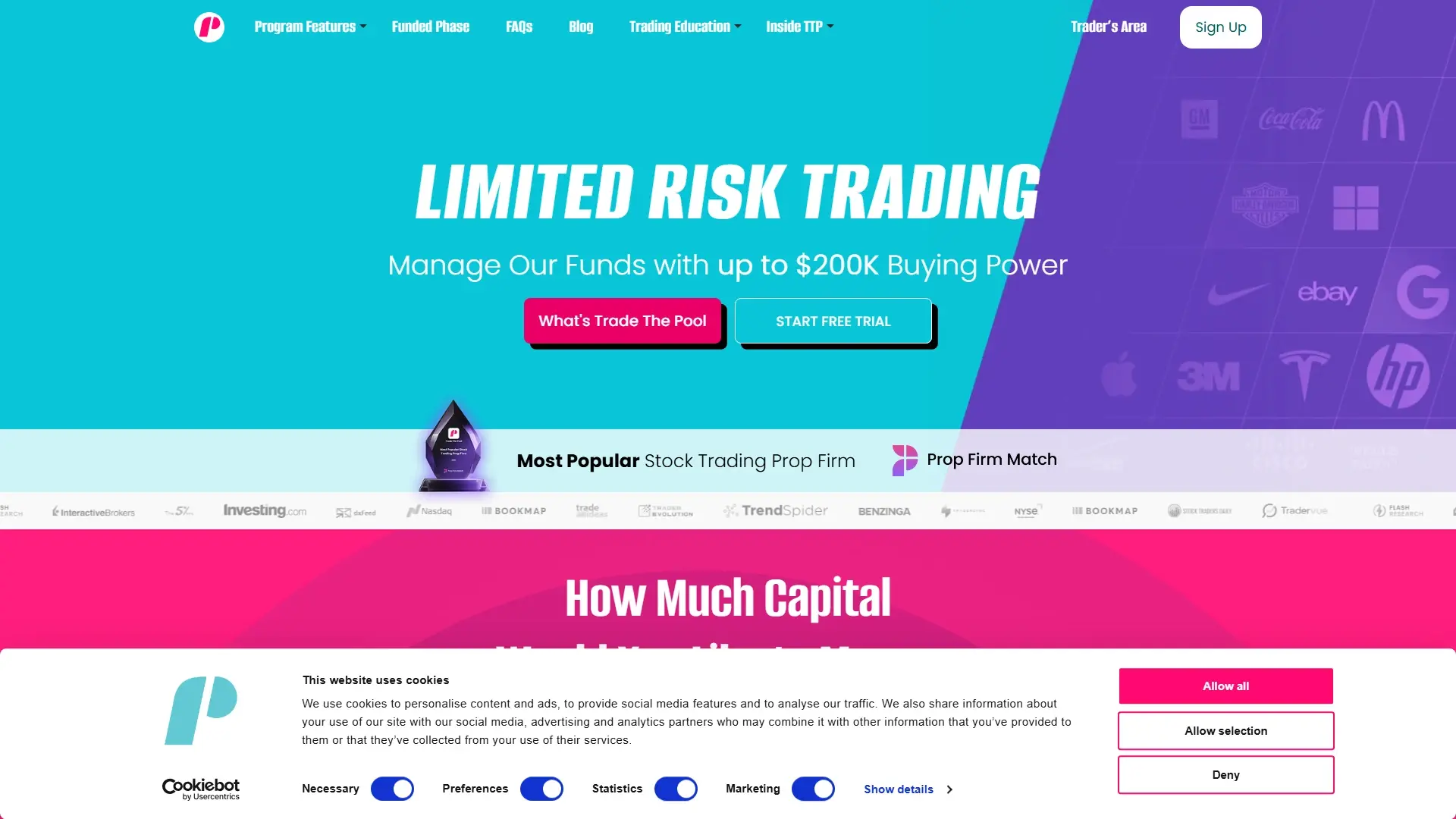 Trade The Pool homepage screenshot