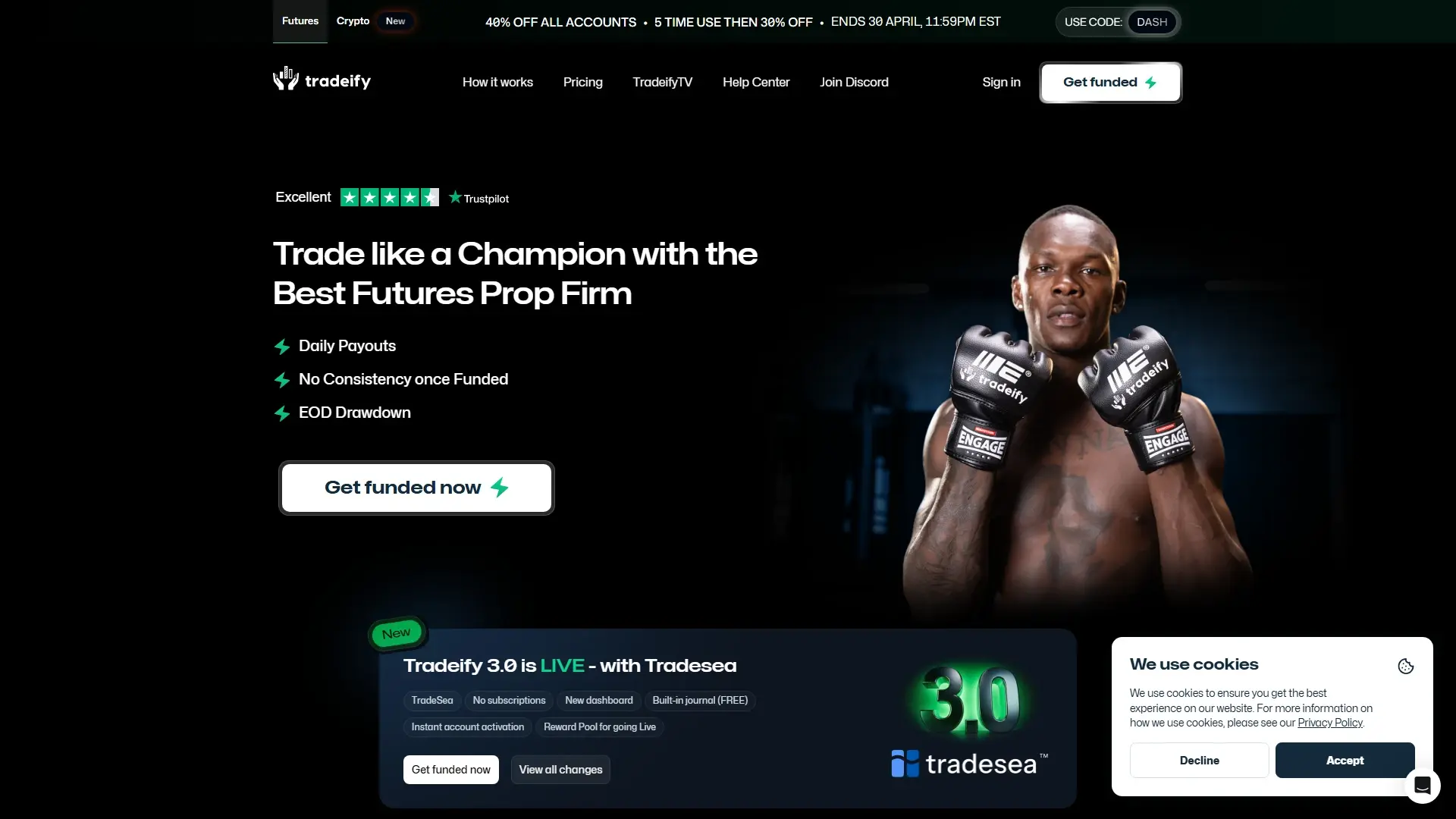 Tradeify homepage screenshot