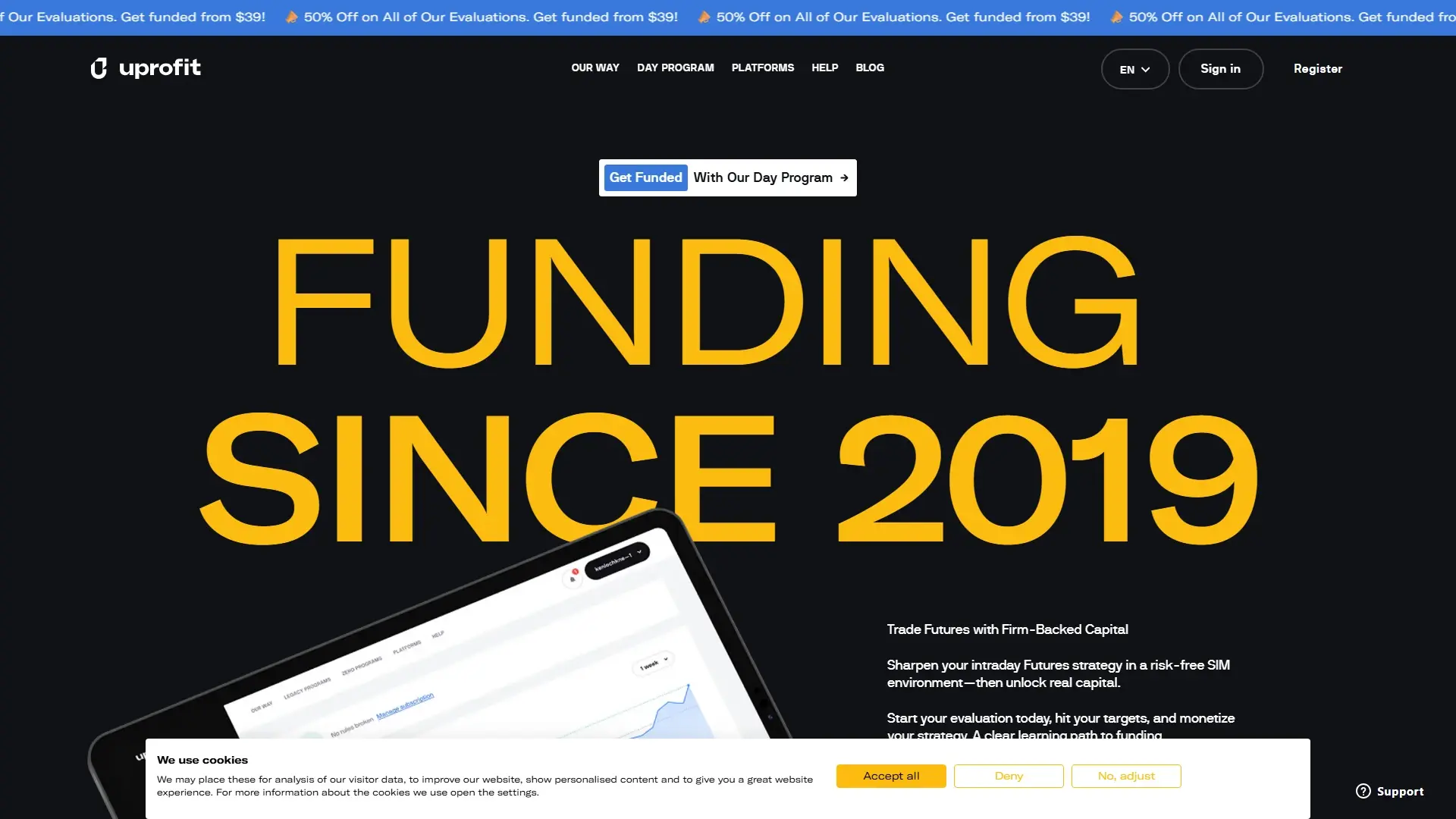 UProfit homepage screenshot